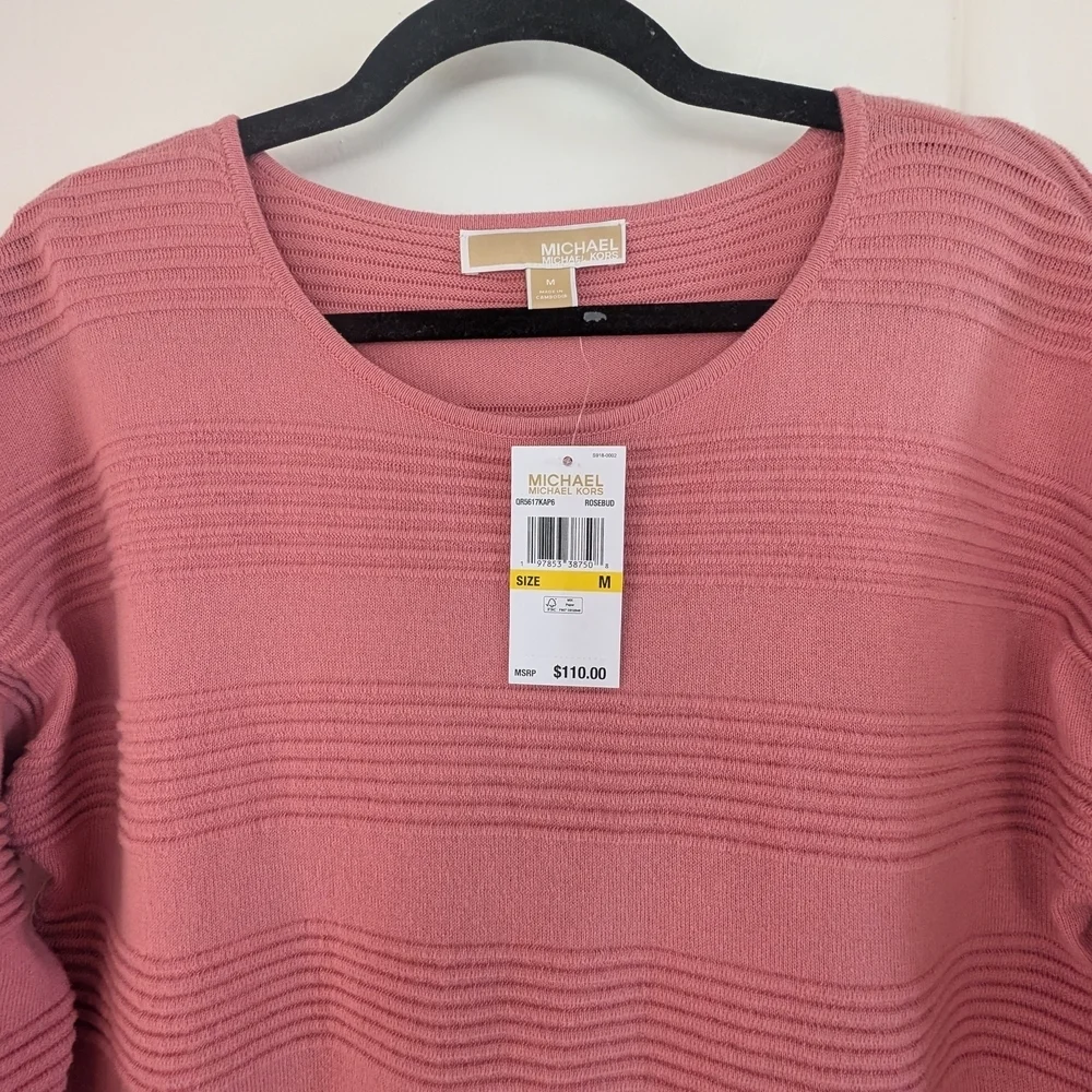 Michael Kors Pink Versatile Aesthetic Sweater Loose Fit Size M Longsleeve